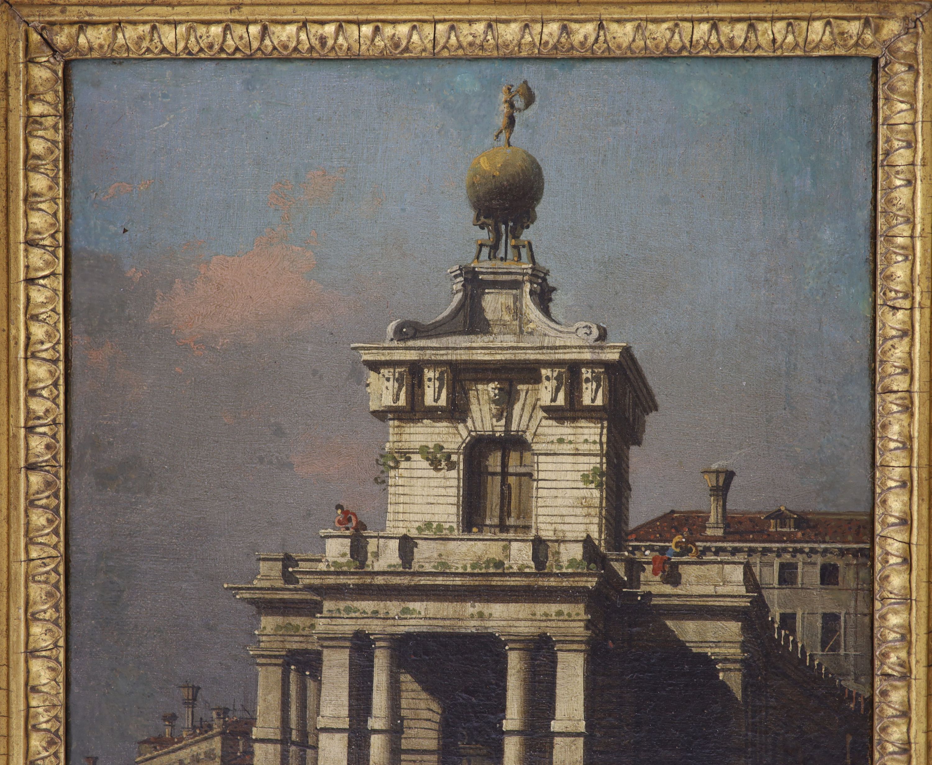 Giovanni Antonio Canal called Canaletto (1697-1768), Venice, The Dogana from the Bacino di San Marco, oil on canvas, 11 x 8.5in.